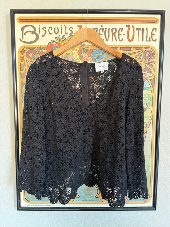 Sezane Tops - Sezane Black Lace Colette Blouse - FR 36